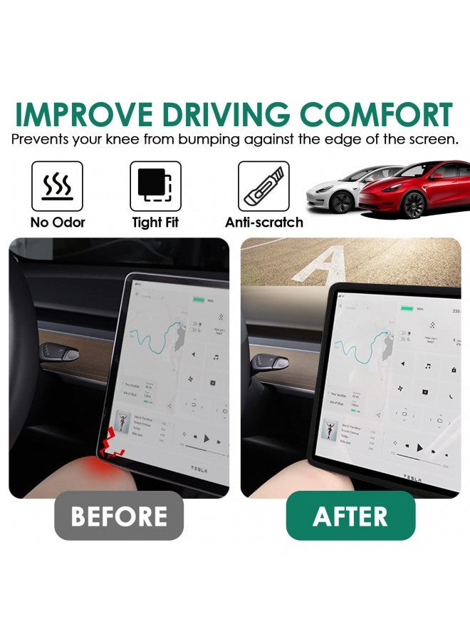 ONKENTET Screen Protector Frame Compatible with Tesla Model 3 Model Y 2024 2023 2022 2021 2020 2019 Screen Edge Protector Cover Center Console Decoration Interior Accessories (Black) - Image 1